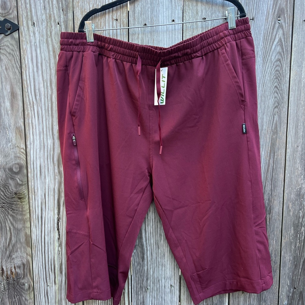 WILLIT Burgundy Red Stretch Long Shorts Mens 3XL NWT NEW